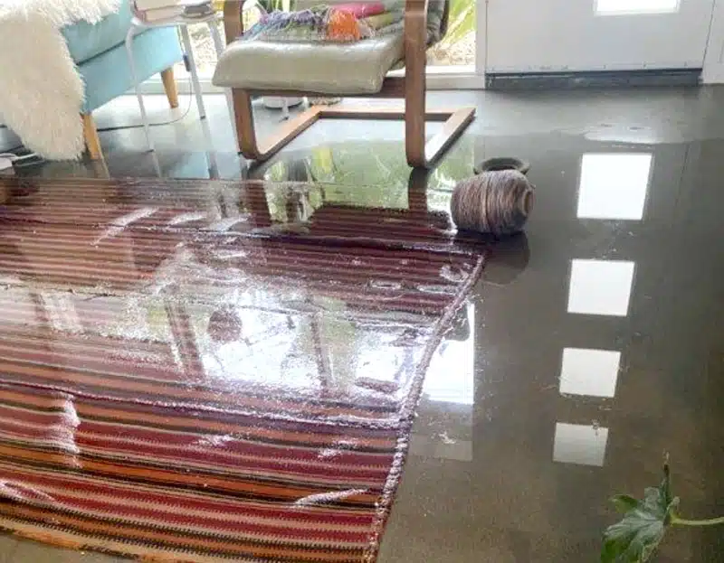 Flooded water on the floor damage